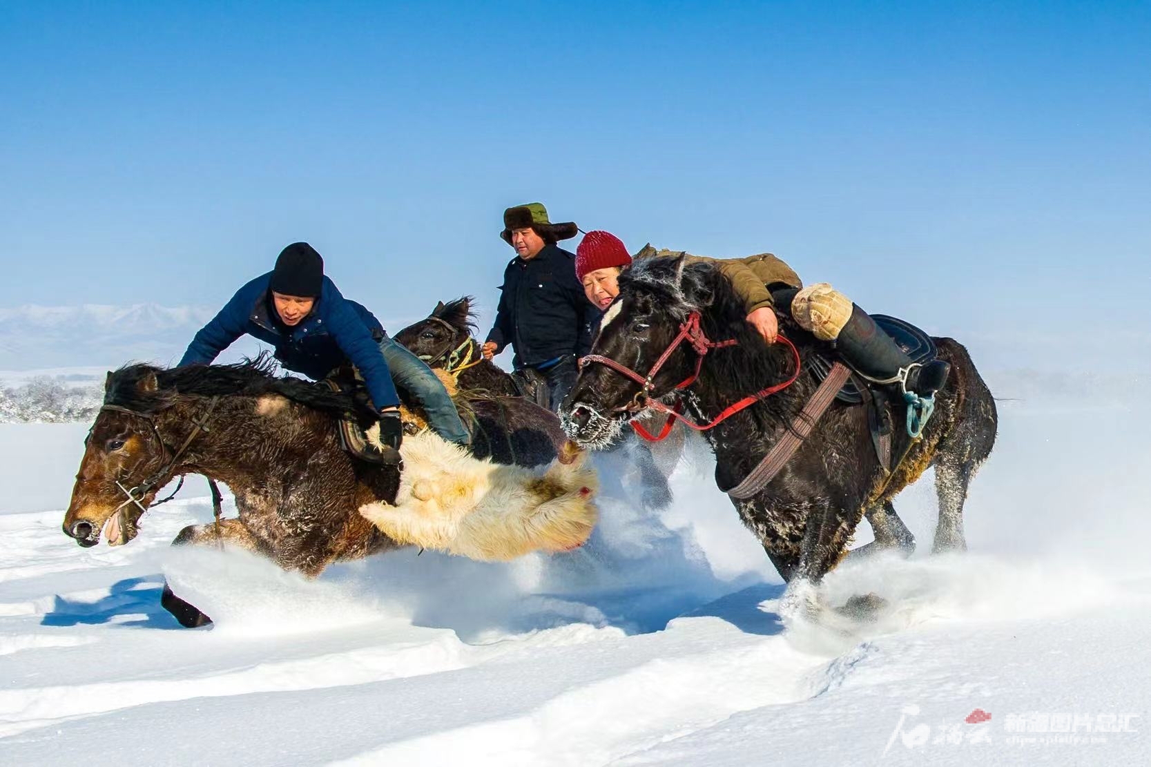 伊犁哈薩克自治州將冰雪休閑旅游與刁羊、賽馬等民俗活動相集合，打造民俗冰雪休閑游。秦杰攝